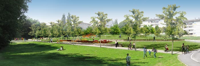 Projet de paysage à l'échelle des parcs et jardins : réaménagement du parc urbain Le Petit Bois à Dole